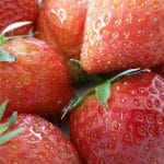 Bright Red, Fresh Strawberries with Green Stalks