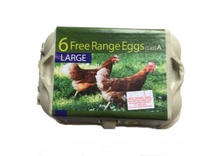 A closed box of large free range eggs