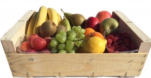 wooden box containing fresh fruit