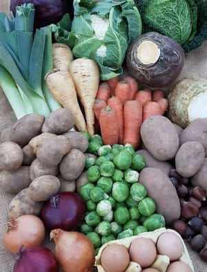 Photo of the contents of the large Christmas Veg box